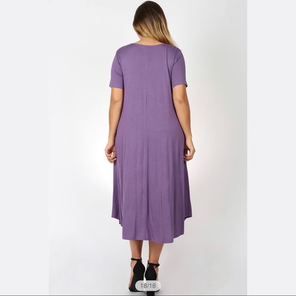 Viscose plus short sleeve round neck pocket dress. - Picture 6 of 6